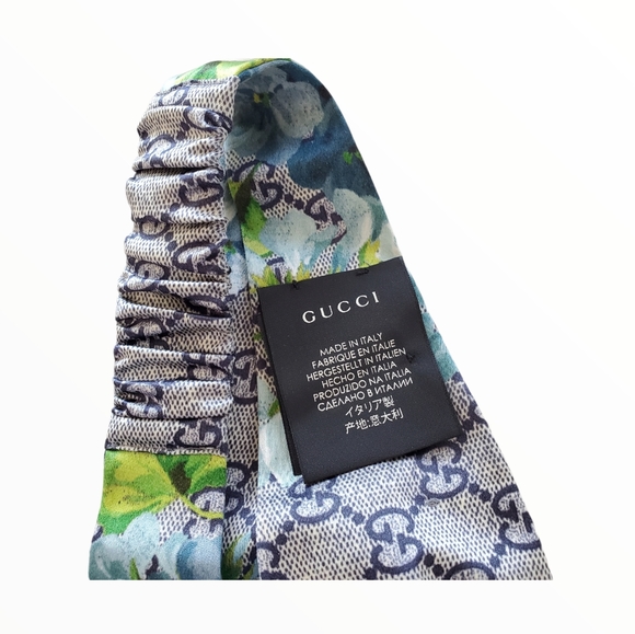 GUCCI SILK MONOGRAM BLOOMS PRINT HEADBAND - Picture 7 of 9